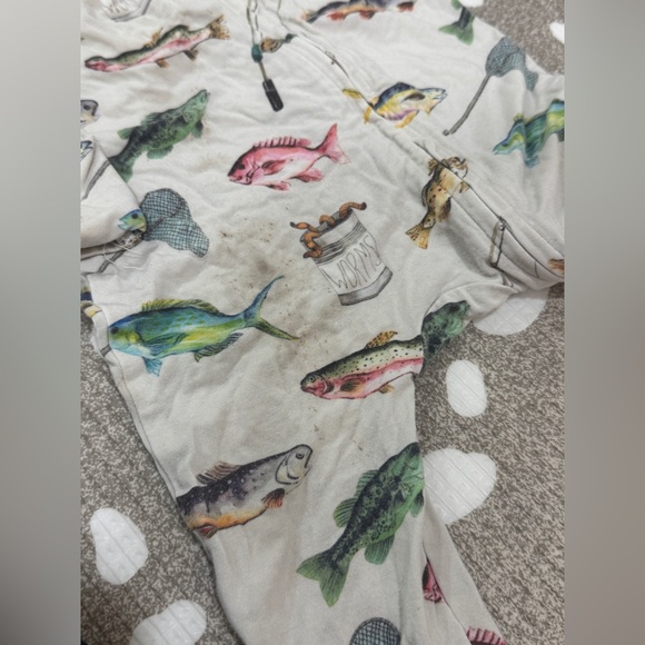Lot of 4 Fishing footies bamboo onesie print baby boy zippy short sleeve bait - Picture 9 of 10